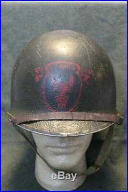 Original WW2 U. S. Army 34th Infantry Div. 109th Med. Painted M1 Helmet Set, Named