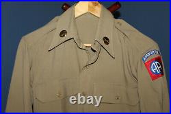 Original WW2 U. S. Army 82nd Airborne Patched Tan L/S Uniform Shirt, Named