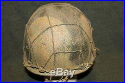 Original WW2 U. S. Army Airborne Camo Painted M2 Helmet withNet & Straps, Co. A