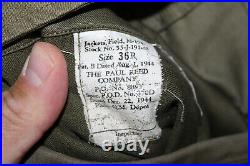 Original WW2 U. S. Army M43 Field Combat Jacket with1944 d. QM Tag Size 36R