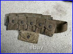 Original WW2 US ARMY USMC cartridge belt & first aid pouch 1943