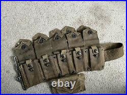 Original WW2 US ARMY USMC cartridge belt & first aid pouch 1943