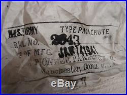 Original WW2 US Army AIR CORPS FIGHTER PILOT PARACHUTE-Complete-Dated 1941 Named