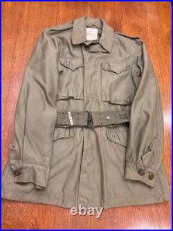 Original WW2 US Army M-1943 M43 Field Jacket 34L 1944 and Pistol Belt Free Ship