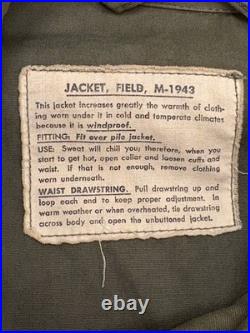 Original WW2 US Army M-1943 M43 Field Jacket 34L 1944 and Pistol Belt Free Ship