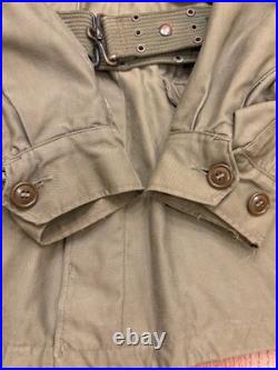 Original WW2 US Army M-1943 M43 Field Jacket 34L 1944 and Pistol Belt Free Ship