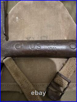Original WW2 US Army M1928 1942 Haversack + Pouch +shovel And Cover