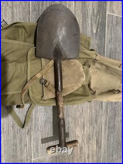 Original WW2 US Army M1928 1942 Haversack + Pouch +shovel And Cover
