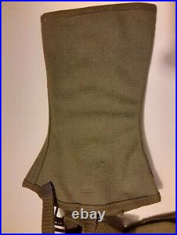 Original WW2 WWII Women's U S Army Canvas Leggings OD#7 Green MINTY