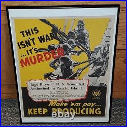 Original WWII 1943 US ARMY Japanese PROPAGANDA POSTER This Isn't WAR It's MURDER