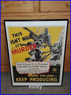 Original WWII 1943 US ARMY Japanese PROPAGANDA POSTER This Isn't WAR It's MURDER