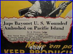 Original WWII 1943 US ARMY Japanese PROPAGANDA POSTER This Isn't WAR It's MURDER