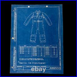 Original WWII 1945 Army Navy Summer Pilot Flying Suit Stock Blueprint