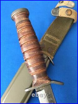 Original WWII 2 Imperial US M3 Trench Fighting Knife M8 scabbard Army Military