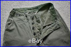 Original WWII 40s US Army Cotton OD Combat Trousers 13 Star Pants W29/W30 L30