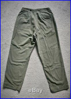 Original WWII 40s US Army Cotton OD Combat Trousers 13 Star Pants W29/W30 L30