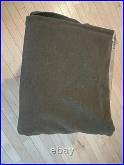 Original WWII Army Olive Green Wool Military Field Blanket WW2 withTagVet Owned