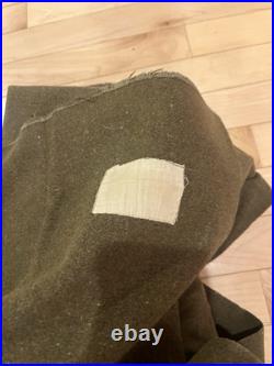 Original WWII Army Olive Green Wool Military Field Blanket WW2 withTagVet Owned