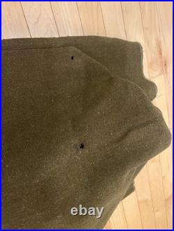 Original WWII Army Olive Green Wool Military Field Blanket WW2 withTagVet Owned