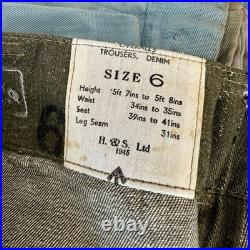 Original WWII British Army Denim Pants Trousers Deadstock Unworn Dated 1945