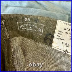 Original WWII British Army Denim Pants Trousers Deadstock Unworn Dated 1945