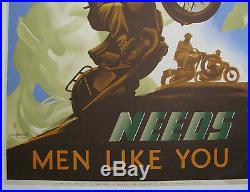 Original WWII Canadian War Poster, Canada's New Army Needs Men Like You, Linen