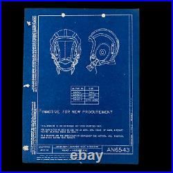 Original WWII December 1944 Army Navy Summer Flying Pilot Helmet Stock Blueprint