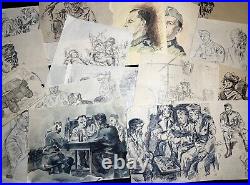 Original WWII German Army Wehrmacht Soldier Artwork Sketches 1944 RARE