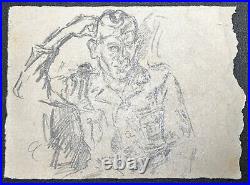 Original WWII German Army Wehrmacht Soldier Artwork Sketches 1944 RARE