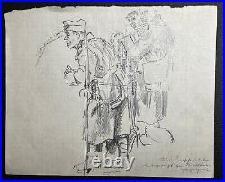 Original WWII German Army Wehrmacht Soldier Artwork Sketches 1944 RARE