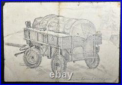 Original WWII German Army Wehrmacht Soldier Artwork Sketches 1944 RARE