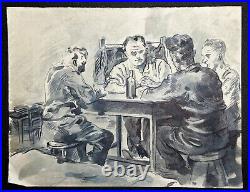 Original WWII German Army Wehrmacht Soldier Artwork Sketches 1944 RARE