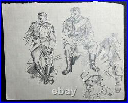 Original WWII German Army Wehrmacht Soldier Artwork Sketches 1944 RARE