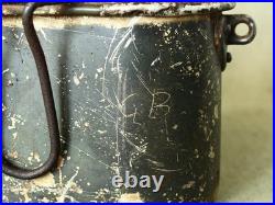 Original WWII German Army aluminium Mess kit / Italian type/ with Battle damage