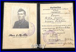 Original WWII Latvian Army ID Book 1938 Motorbike Licence Rifleman E. KILLA Rare