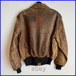 Original WWII Painted A2 Flight Jacket American Flag Us Army Air Corps