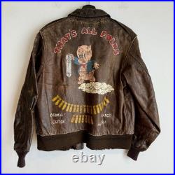 Original WWII Painted Army Air Corps A2 Flight Jacket Porky Pig That's All Folks