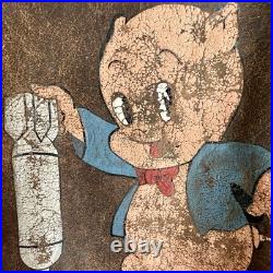 Original WWII Painted Army Air Corps A2 Flight Jacket Porky Pig That's All Folks