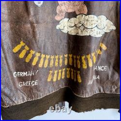 Original WWII Painted Army Air Corps A2 Flight Jacket Porky Pig That's All Folks