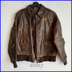 Original WWII Painted Army Air Corps A2 Flight Jacket Porky Pig That's All Folks