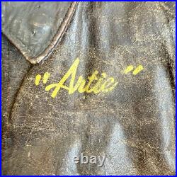 Original WWII Painted Army Air Corps A2 Flight Jacket Porky Pig That's All Folks