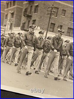 Original WWII Photo US Army Air Corp Squadron Marching A-2 Jacket