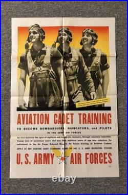 Original WWII Poster Aviation Cadet Training Bombardier Pilots US Army Air Force