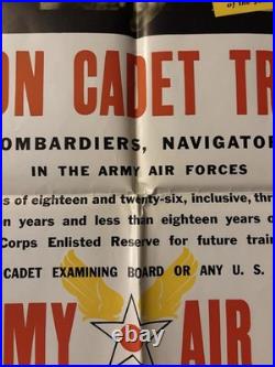 Original WWII Poster Aviation Cadet Training Bombardier Pilots US Army Air Force