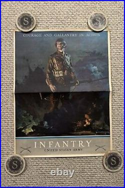 Original WWII Poster Courage And Gallantry In Action Infantry U. S. Army 19x25