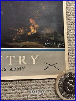 Original WWII Poster Courage And Gallantry In Action Infantry U. S. Army 19x25