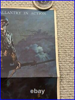 Original WWII Poster Courage And Gallantry In Action Infantry U. S. Army 19x25