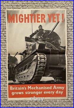 Original WWII Poster Mightier Yet Britains Mechanised Army Grows Stronger