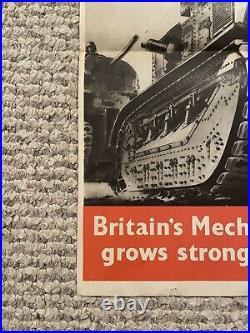 Original WWII Poster Mightier Yet Britains Mechanised Army Grows Stronger