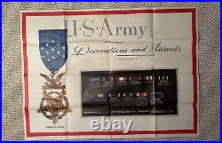 Original WWII Poster U. S. Army Decorations And Awards Medal Of Honor 35x47